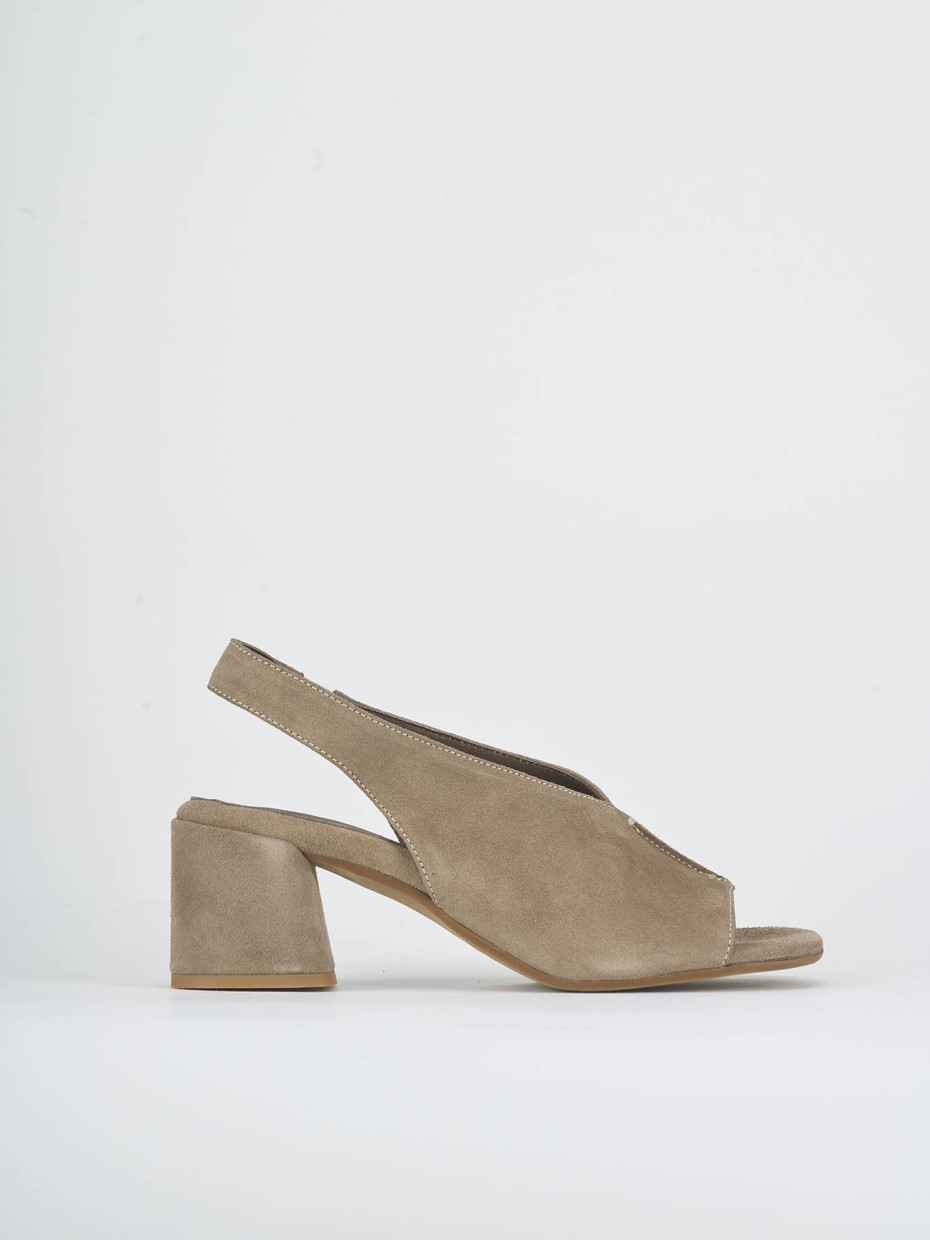 Sandalias de tacón alto tacón 5 cm beis ante
