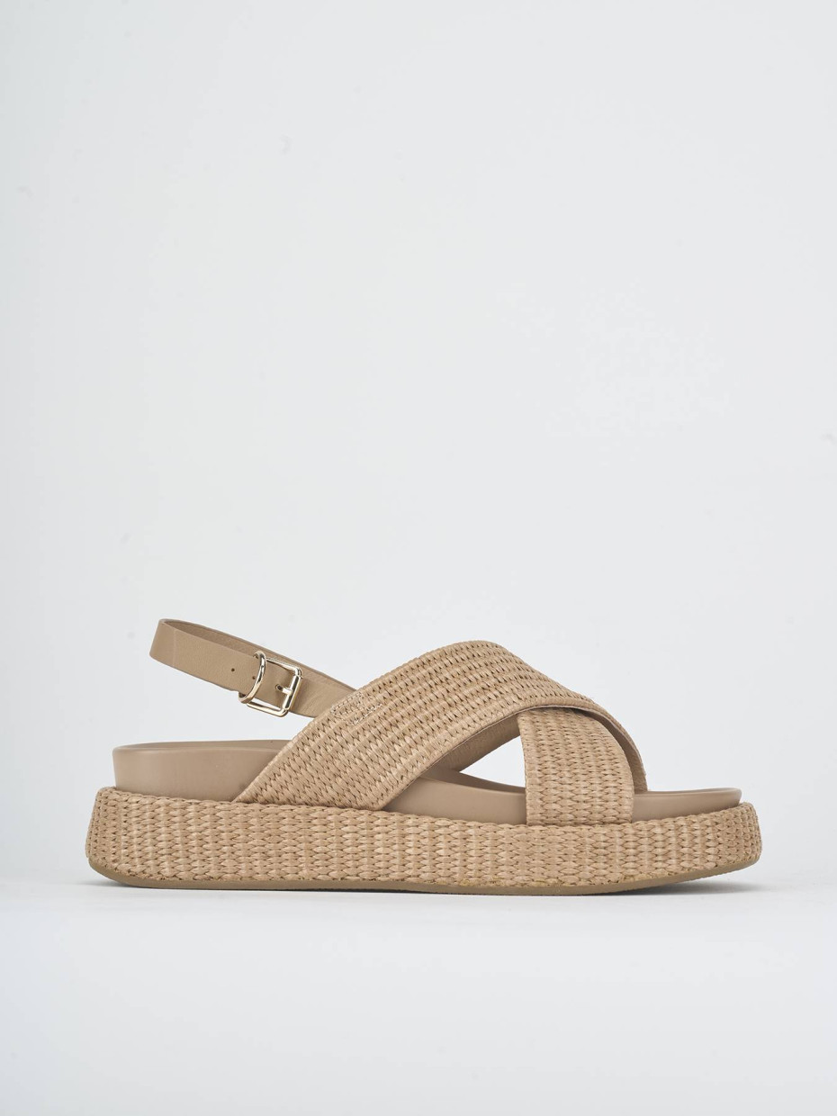 Sandalias de tacón bajo tacón 1 cm marrón cuero