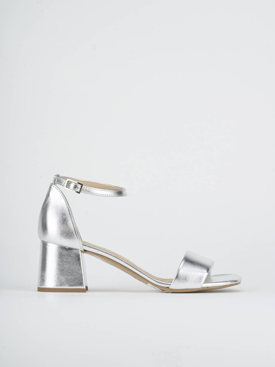 Sandalias de tacón alto tacón 6 cm plata laminado