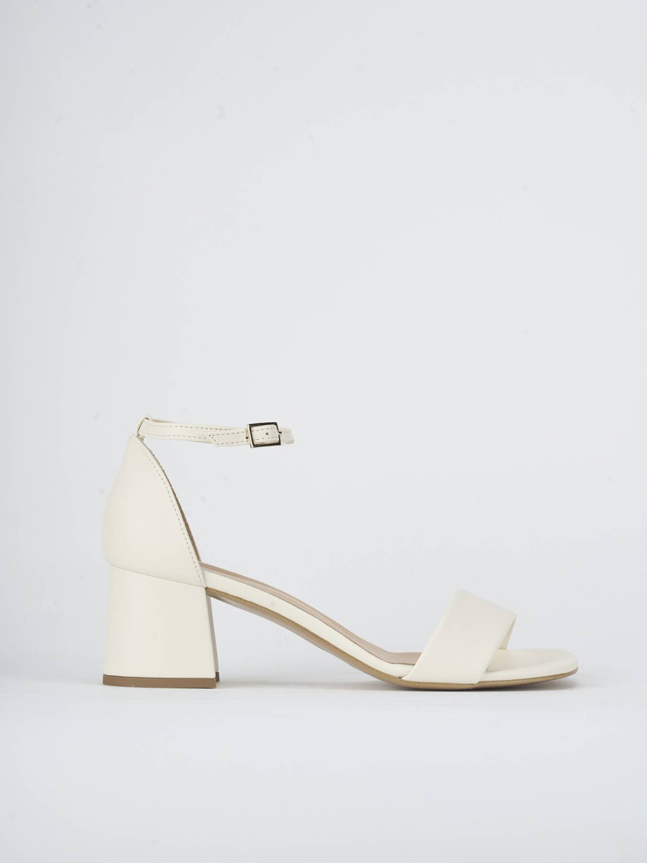 Sandalias de tacón alto tacón 6 cm beis cuero