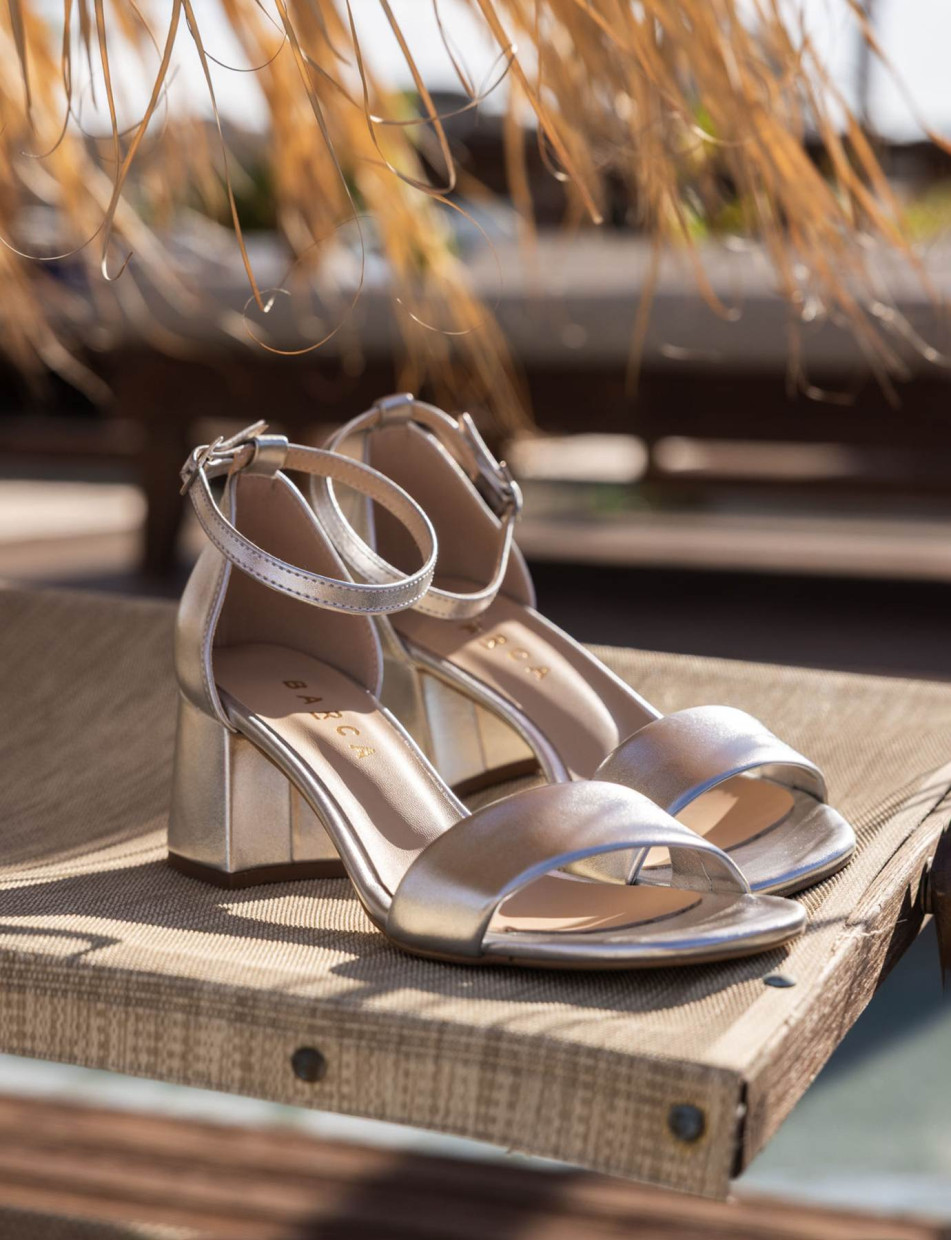 Sandalias de tacón alto tacón 6 cm plata laminado