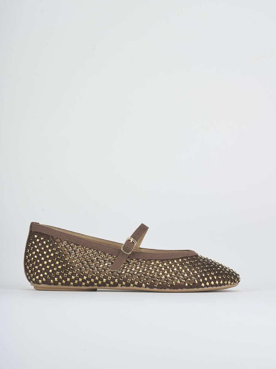 Bailarinas tacón 1 cm marrón oscuro tejido