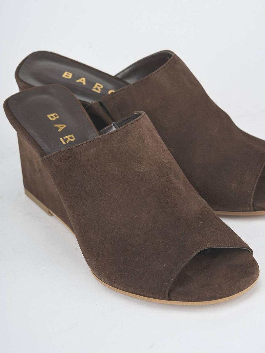 Slippers heel 7 cm dark brown suede