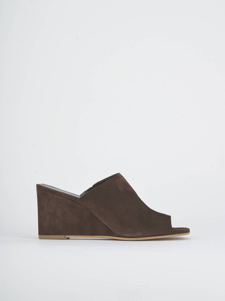 Slippers heel 7 cm dark brown suede