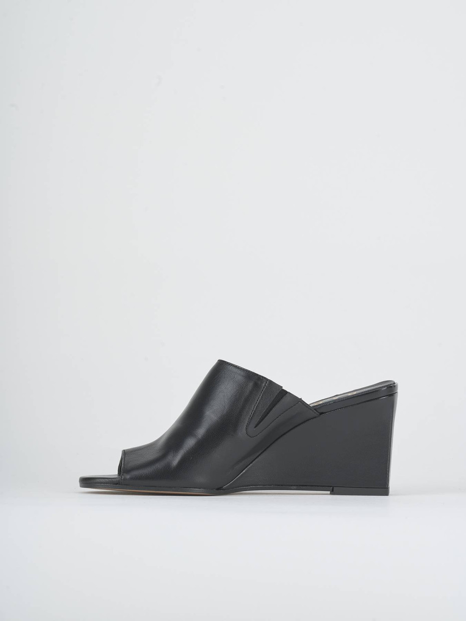Mules tacón 7 cm negro cuero