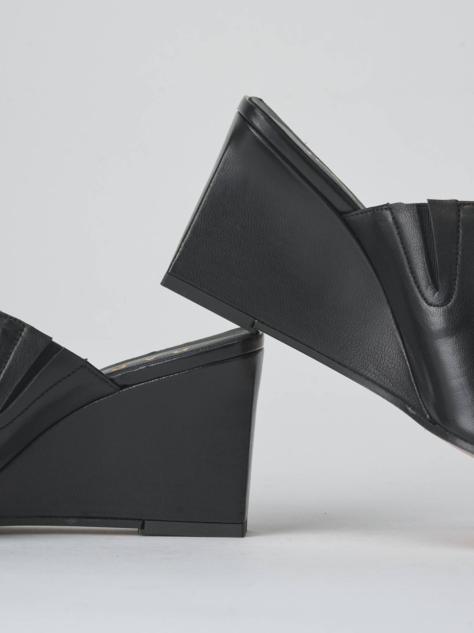 Mules tacón 7 cm negro cuero