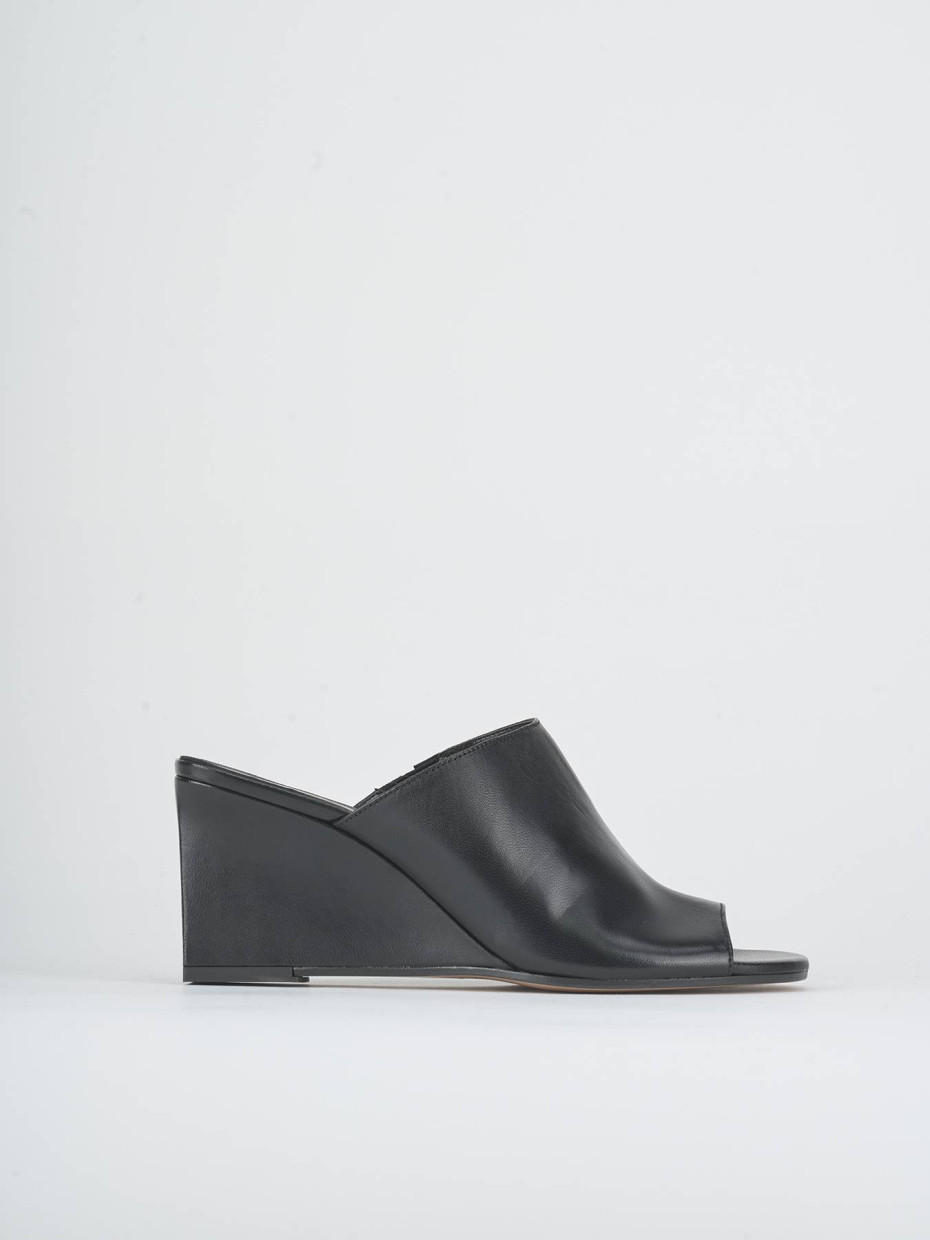Mules tacón 7 cm negro cuero