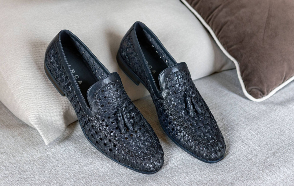 Mocasines azul cuero