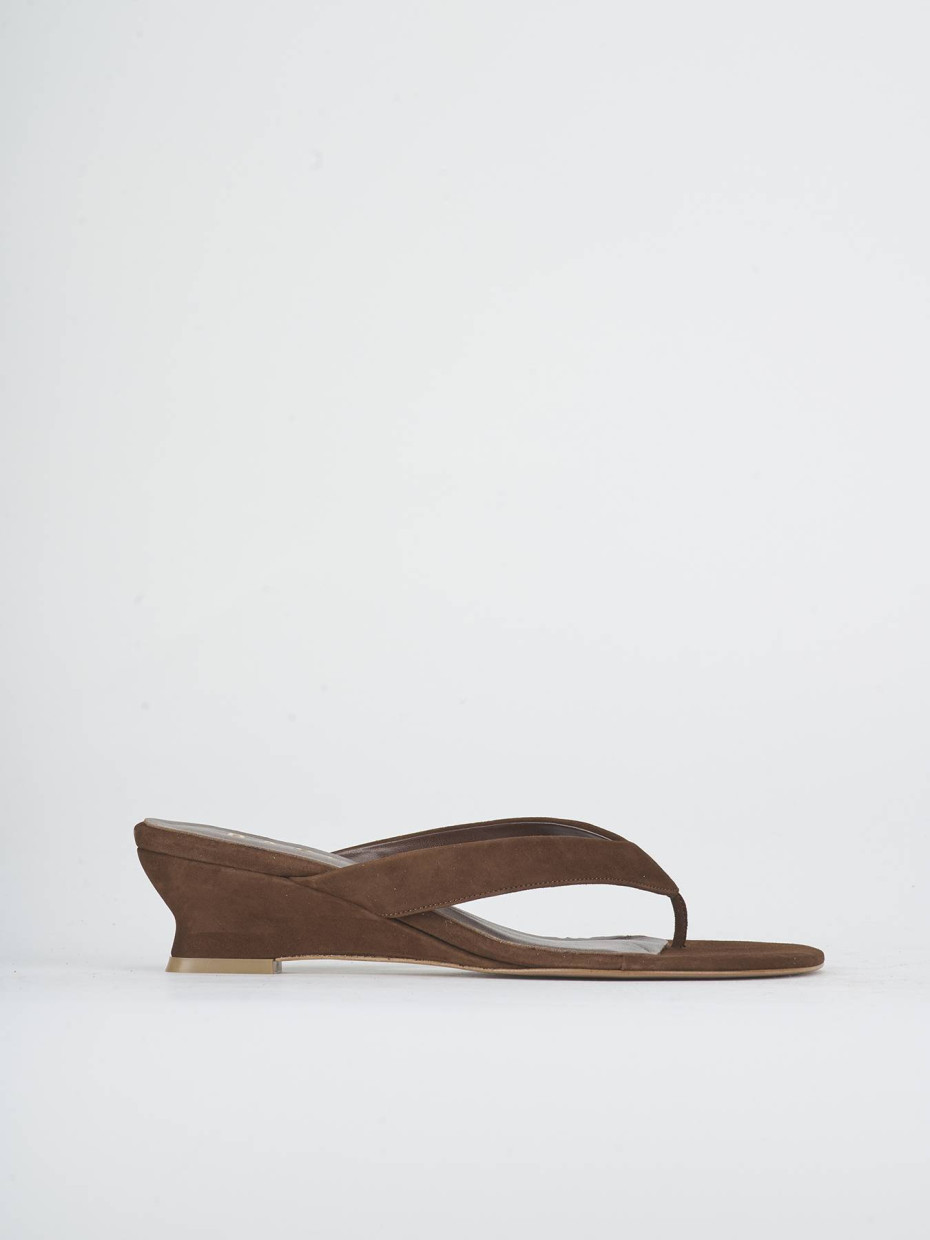 Slippers heel 5 cm brown suede