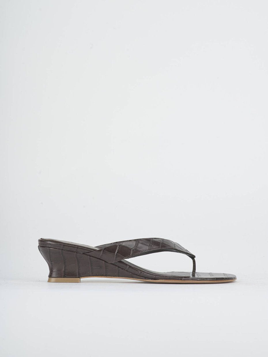 Mules tacón 5 cm marrón oscuro efecto coco