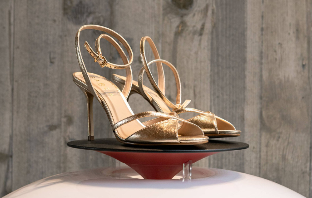 Sandalias de tacón alto tacón 8 cm oro laminado