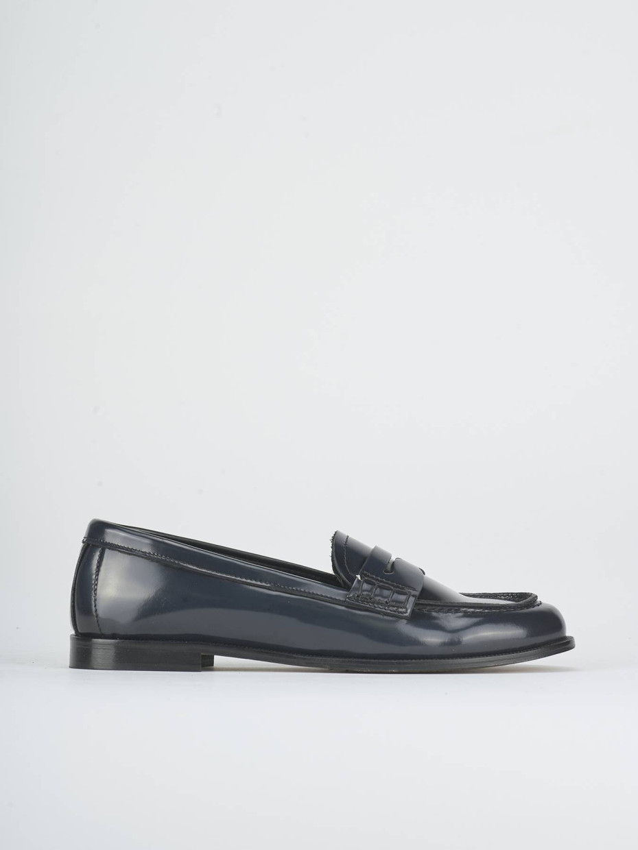 Mocasines tacón 1 cm azul cuero