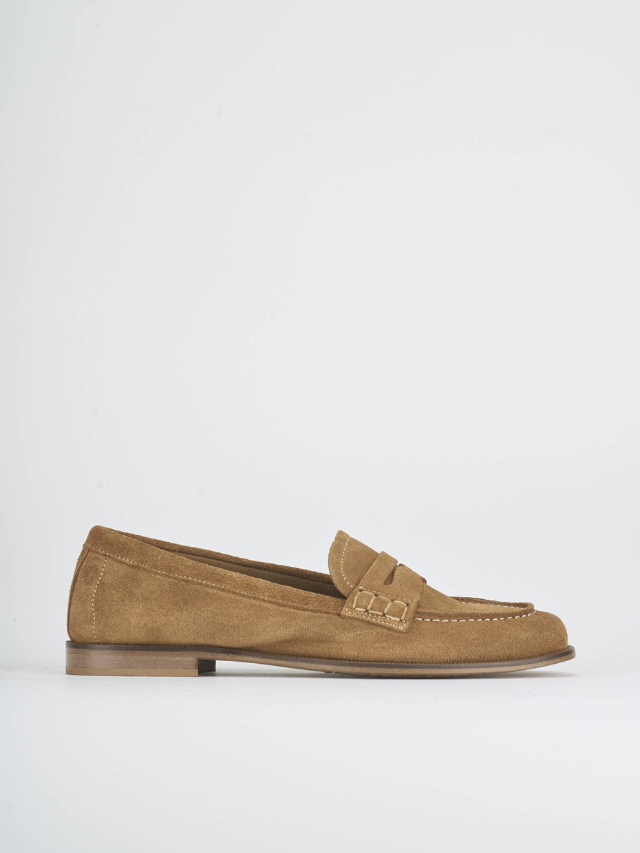 Mocasines tacón 1 cm marrón ante