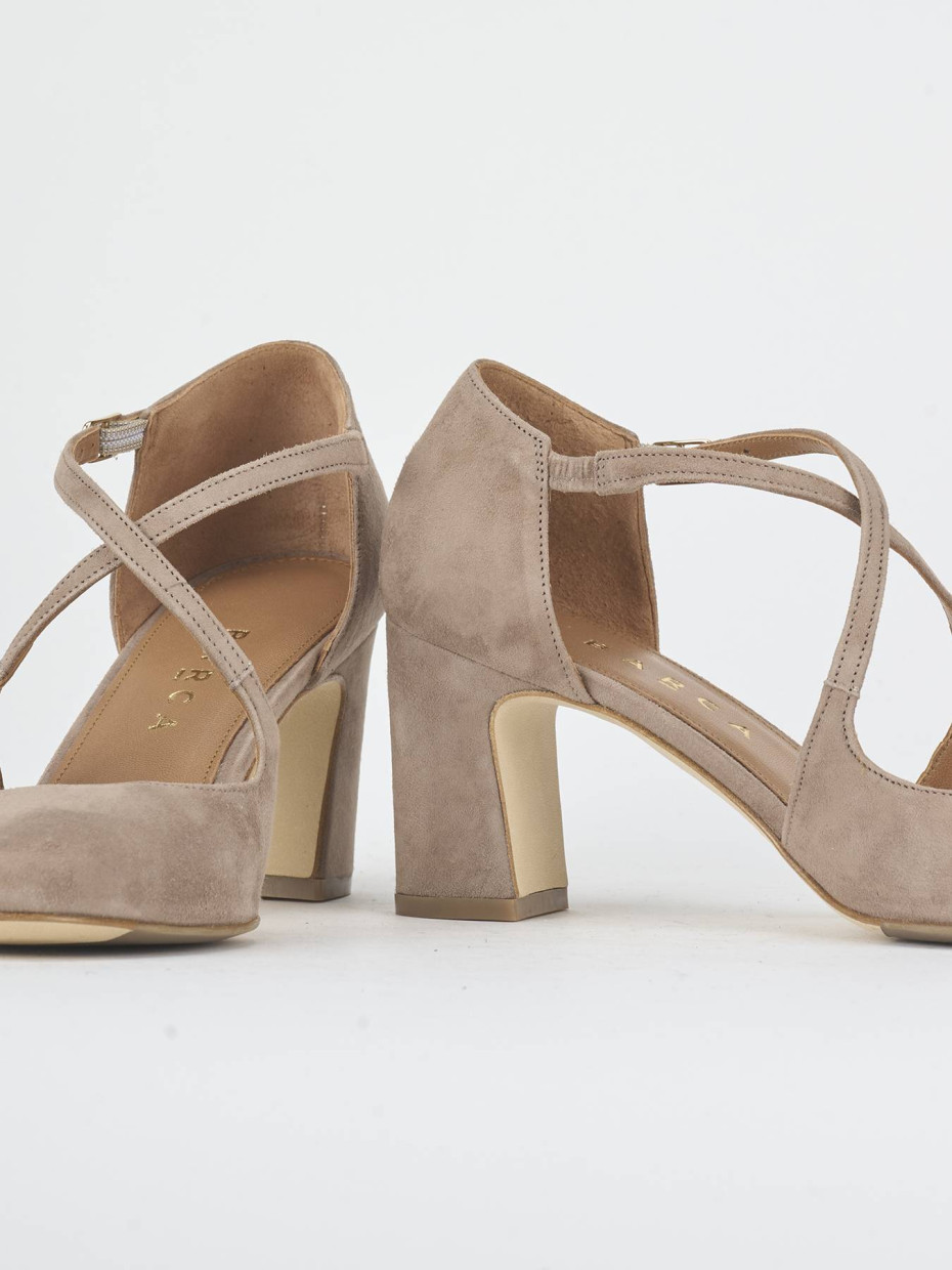Zapatos de salón tacón 7 cm beis ante