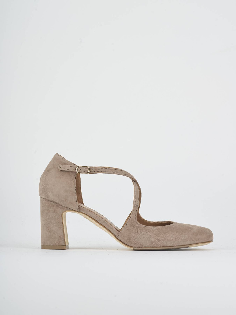 Zapatos de salón tacón 7 cm beis ante