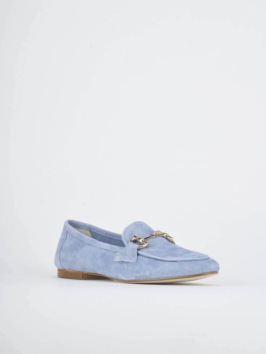 Mocasines tacón 1 cm jeans ante