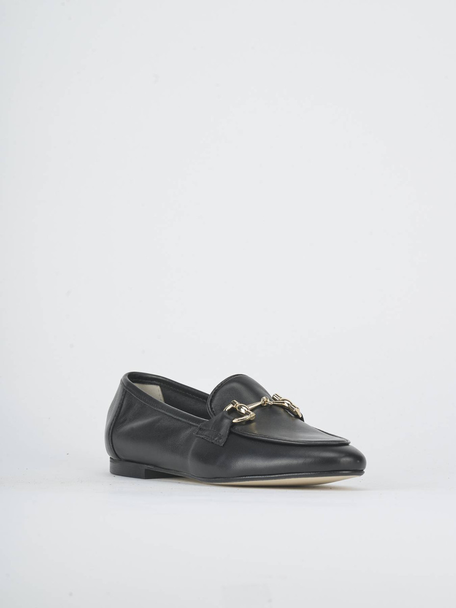 Mocasines tacón 1 cm negro cuero