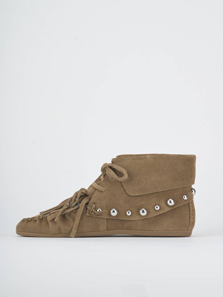 Stivaletti tacco 2cm camoscio beige