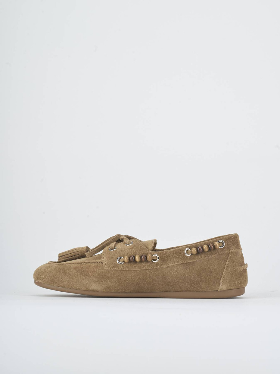Loafers heel 1 cm beige suede