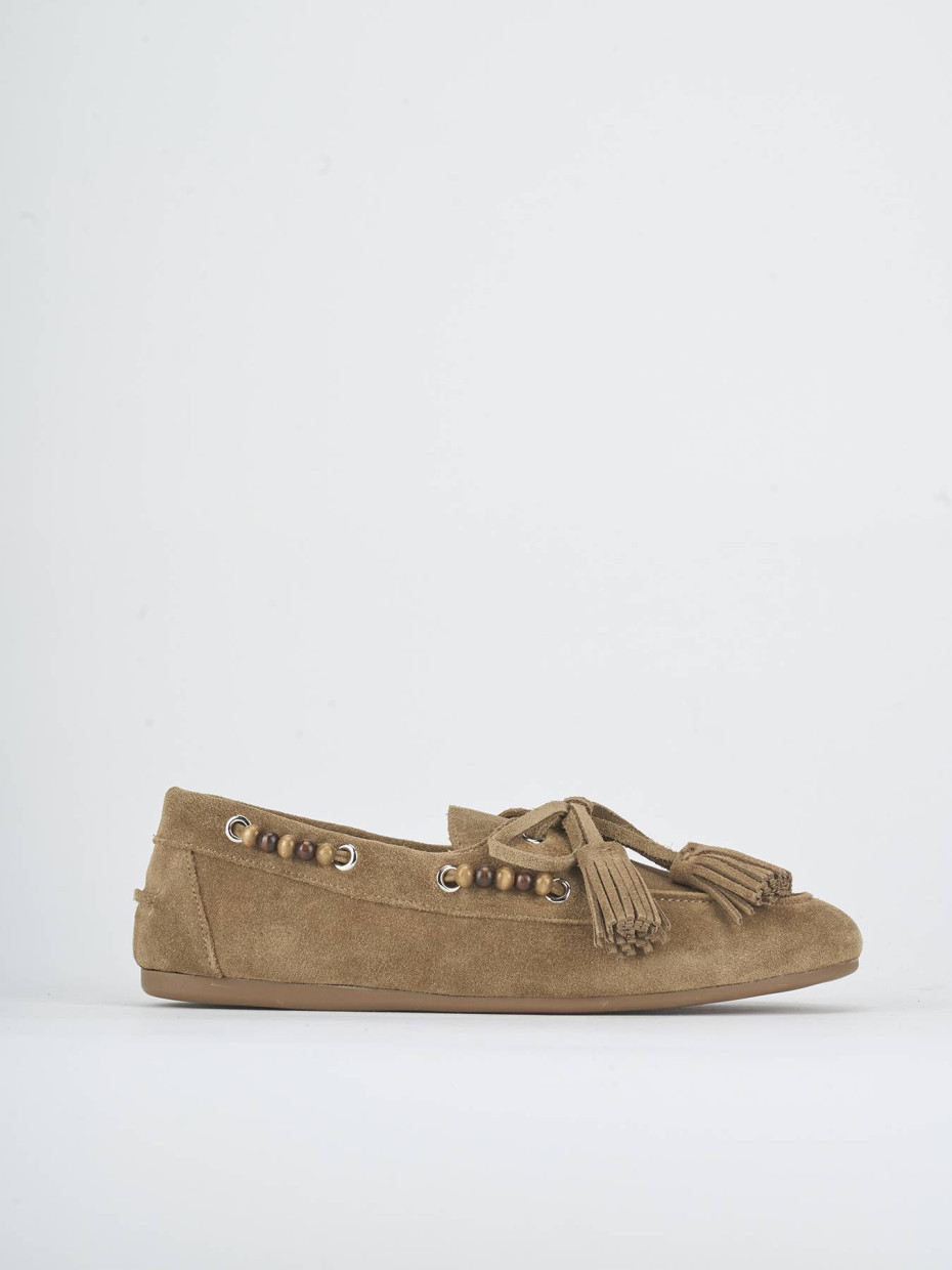 Loafers heel 1 cm beige suede