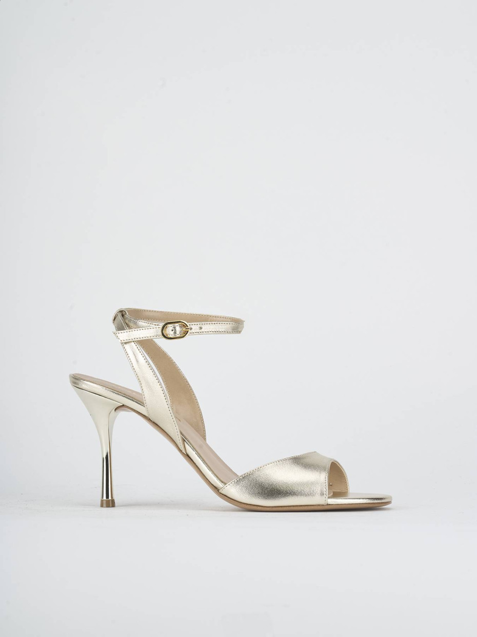 Sandalias de tacón alto tacón 9 cm oro laminado