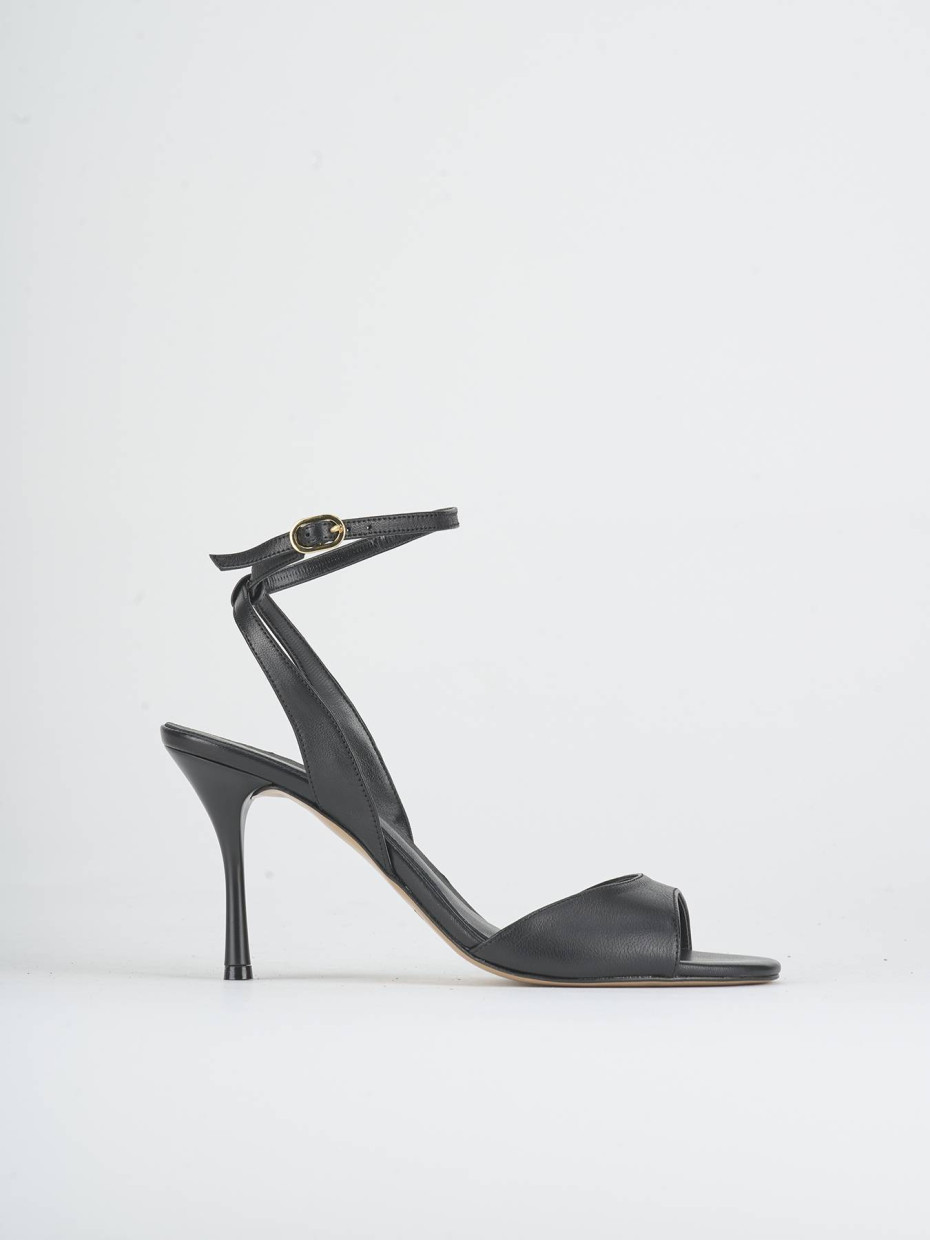 Sandali tacco 9cm pelle nero