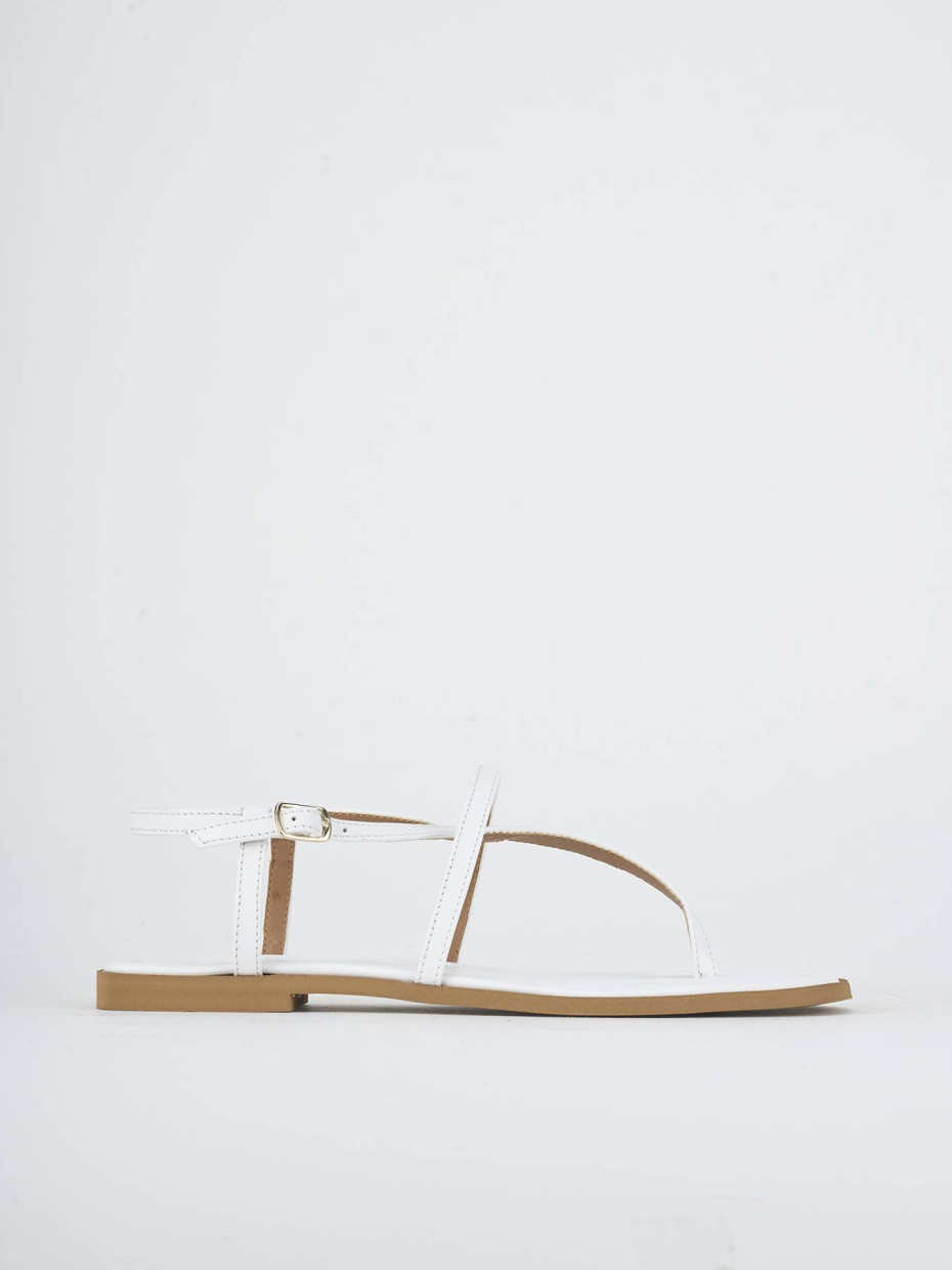 Sandalias de tacón bajo tacón 1 cm blanco cuero