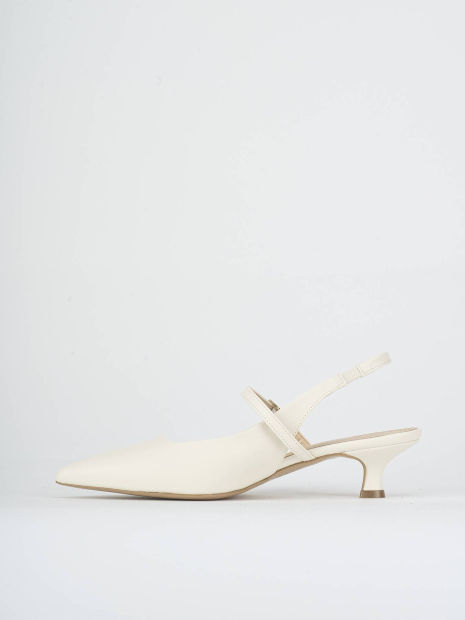 Slingback heel 4 cm white leather