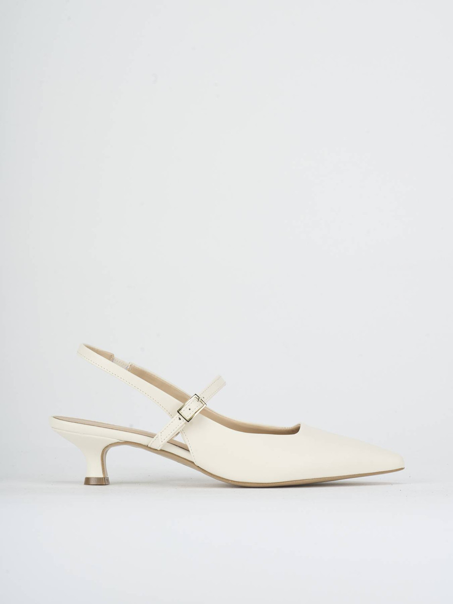 Slingback heel 4 cm white leather