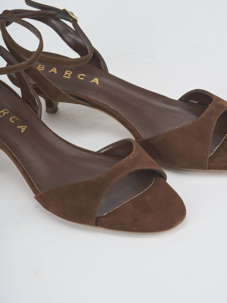 Low heel sandals heel 4 cm brown suede