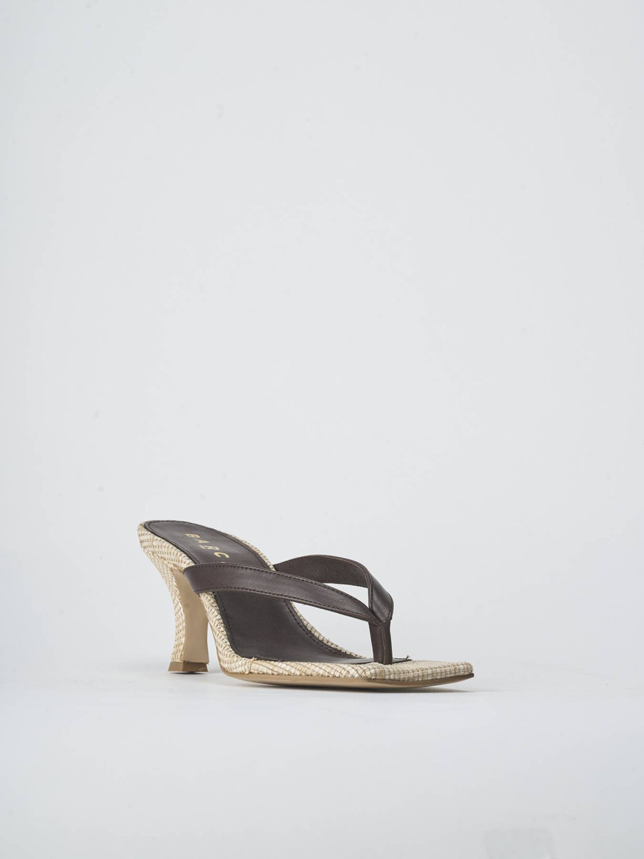 Slippers heel 5 cm dark brown leather