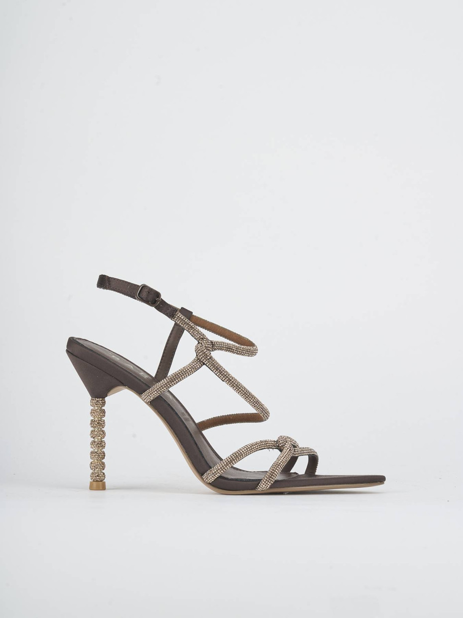 Sandalias de tacón alto tacón 8 cm marrón oscuro ante