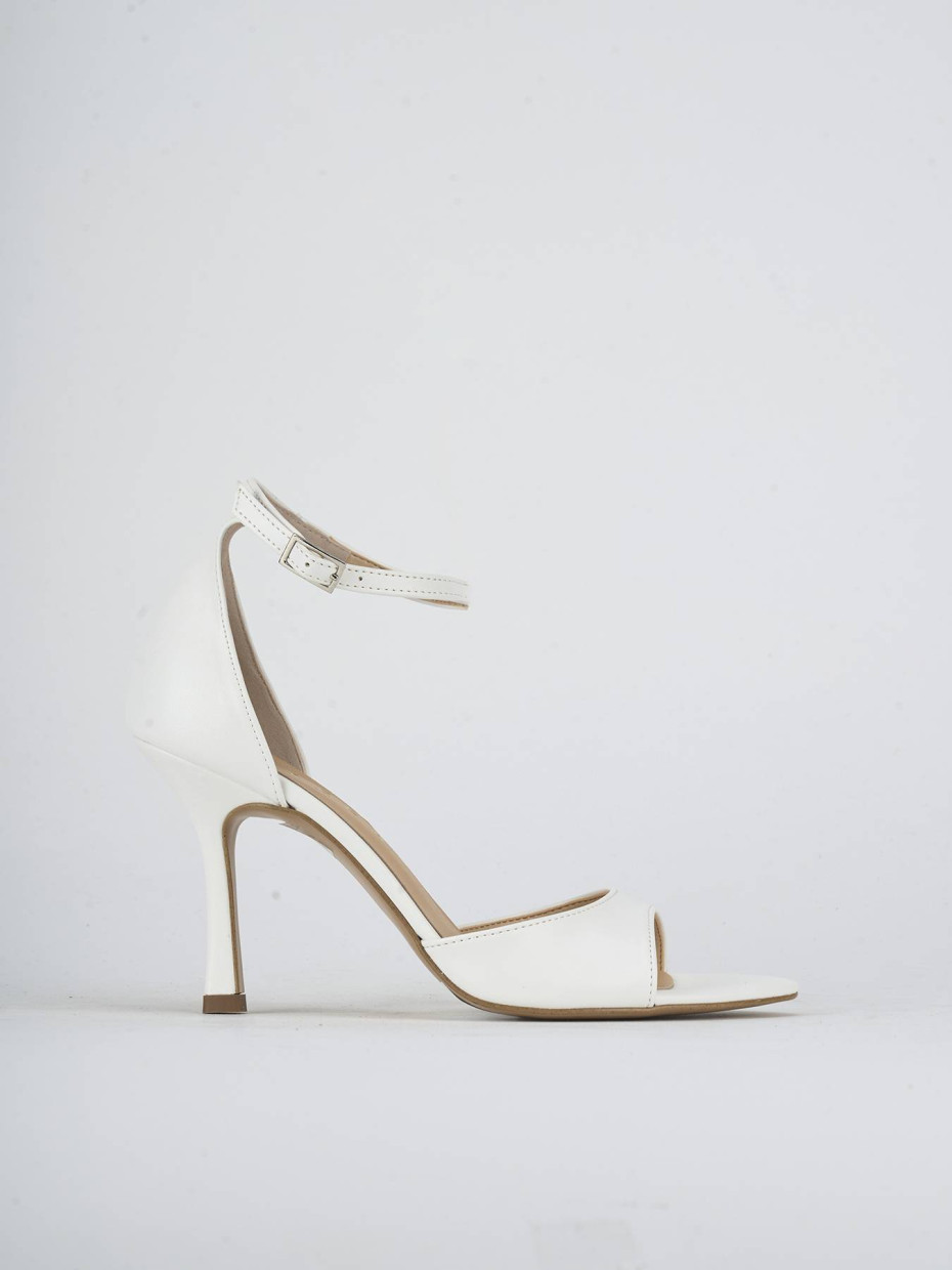 Sandalias de tacón alto tacón 9 cm blanco cuero