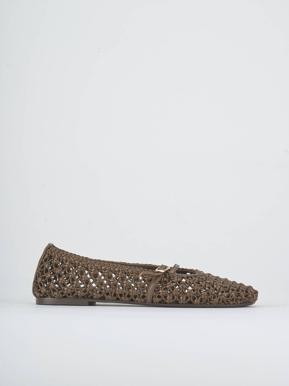 Bailarinas tacón 1 cm marrón oscuro cuero