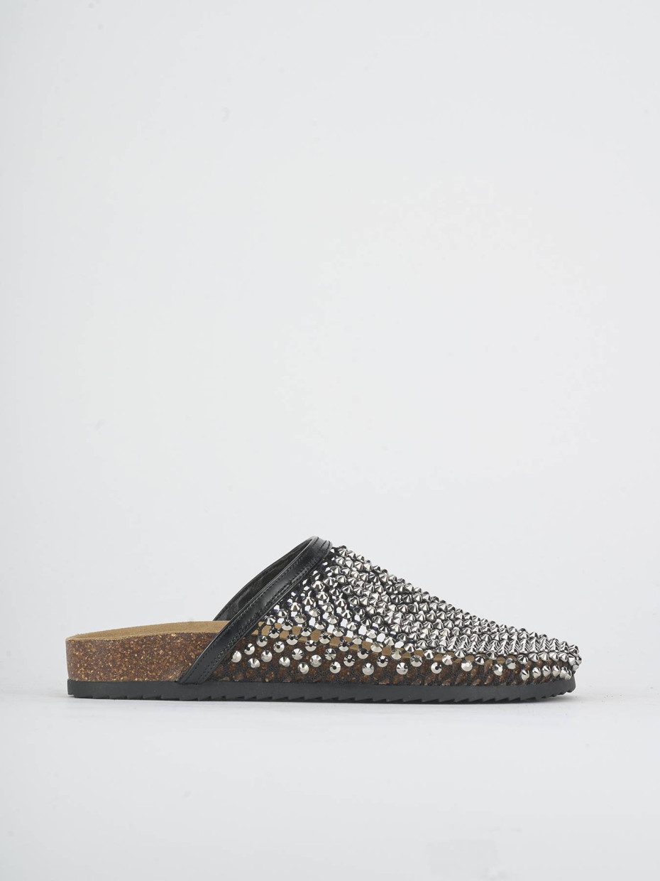 Zuecos con tacón tacón 1 cm negro cuero
