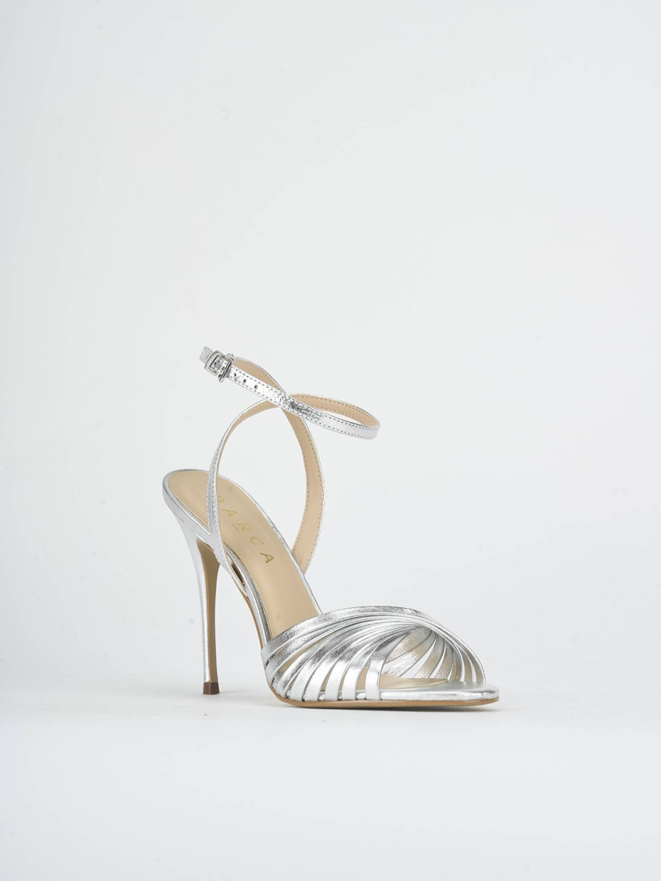 Sandalias de tacón alto tacón 8 cm plata laminado