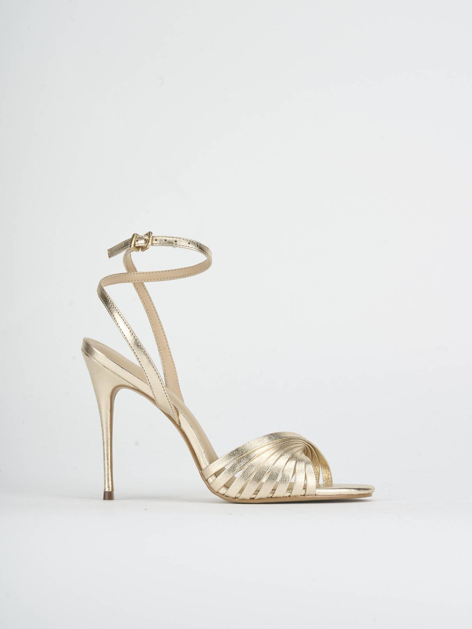 Sandalias de tacón alto tacón 8 cm oro laminado
