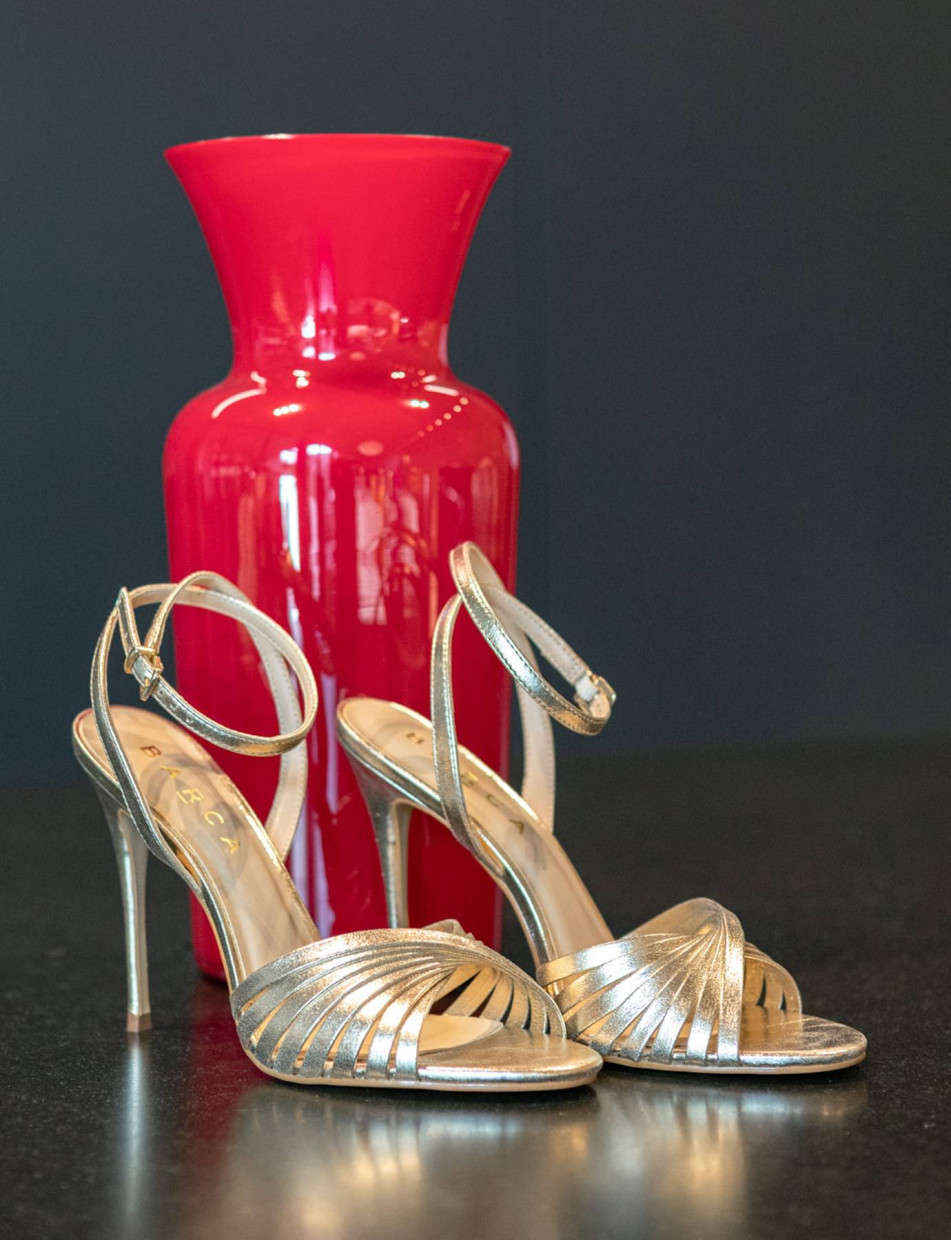 Sandalias de tacón alto tacón 8 cm oro laminado