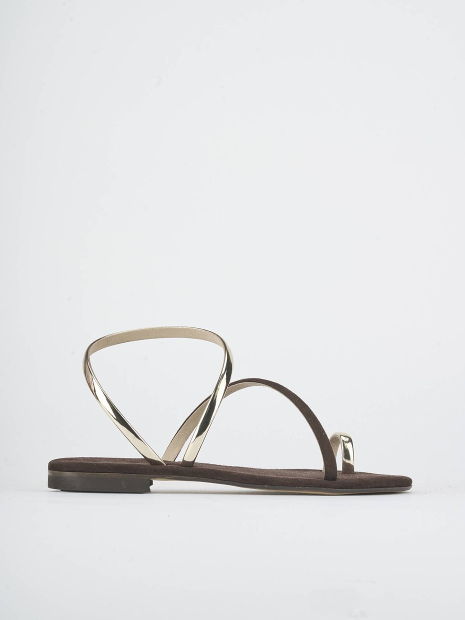 Sandalias de tacón bajo tacón 1 cm marrón oscuro ante