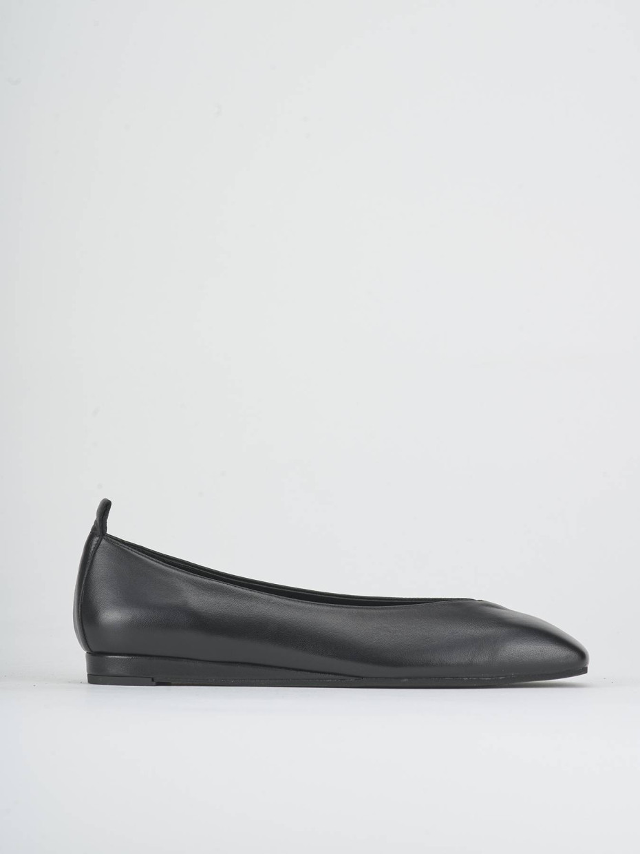 Bailarinas tacón 1 cm negro cuero