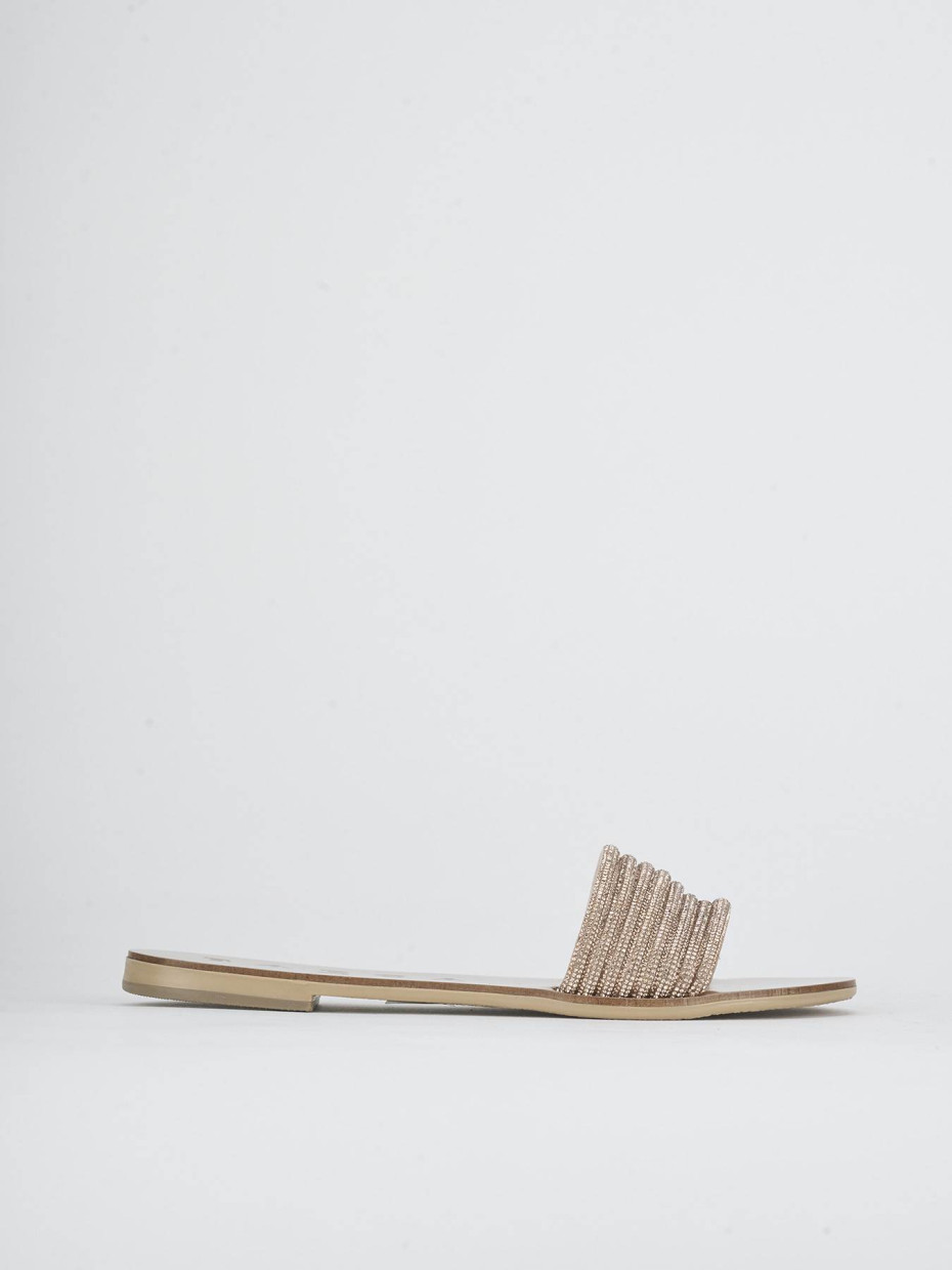 Mules tacón 1 cm beis cuero
