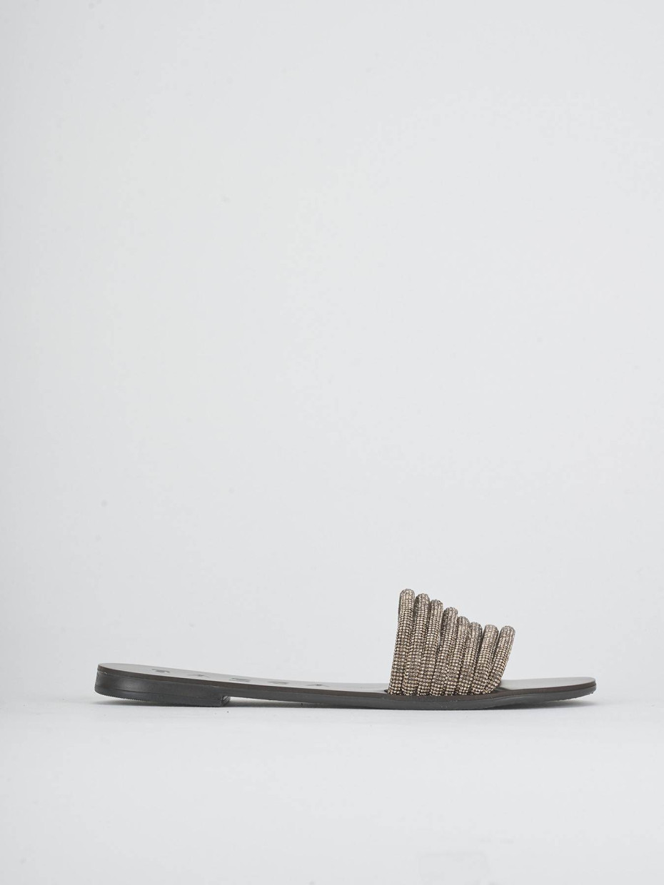 Slippers heel 1 cm dark brown leather
