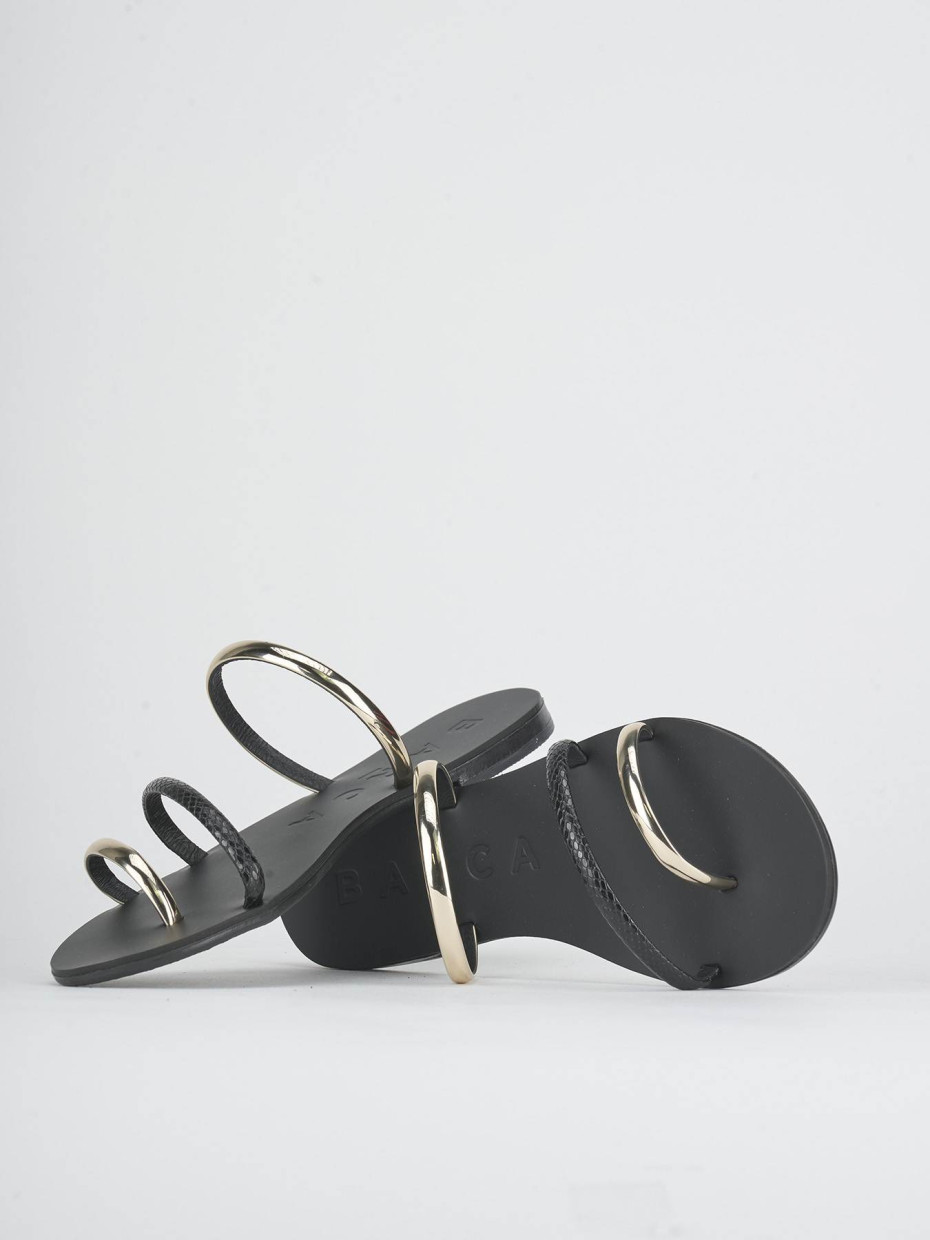 Mules tacón 1 cm negro cuero