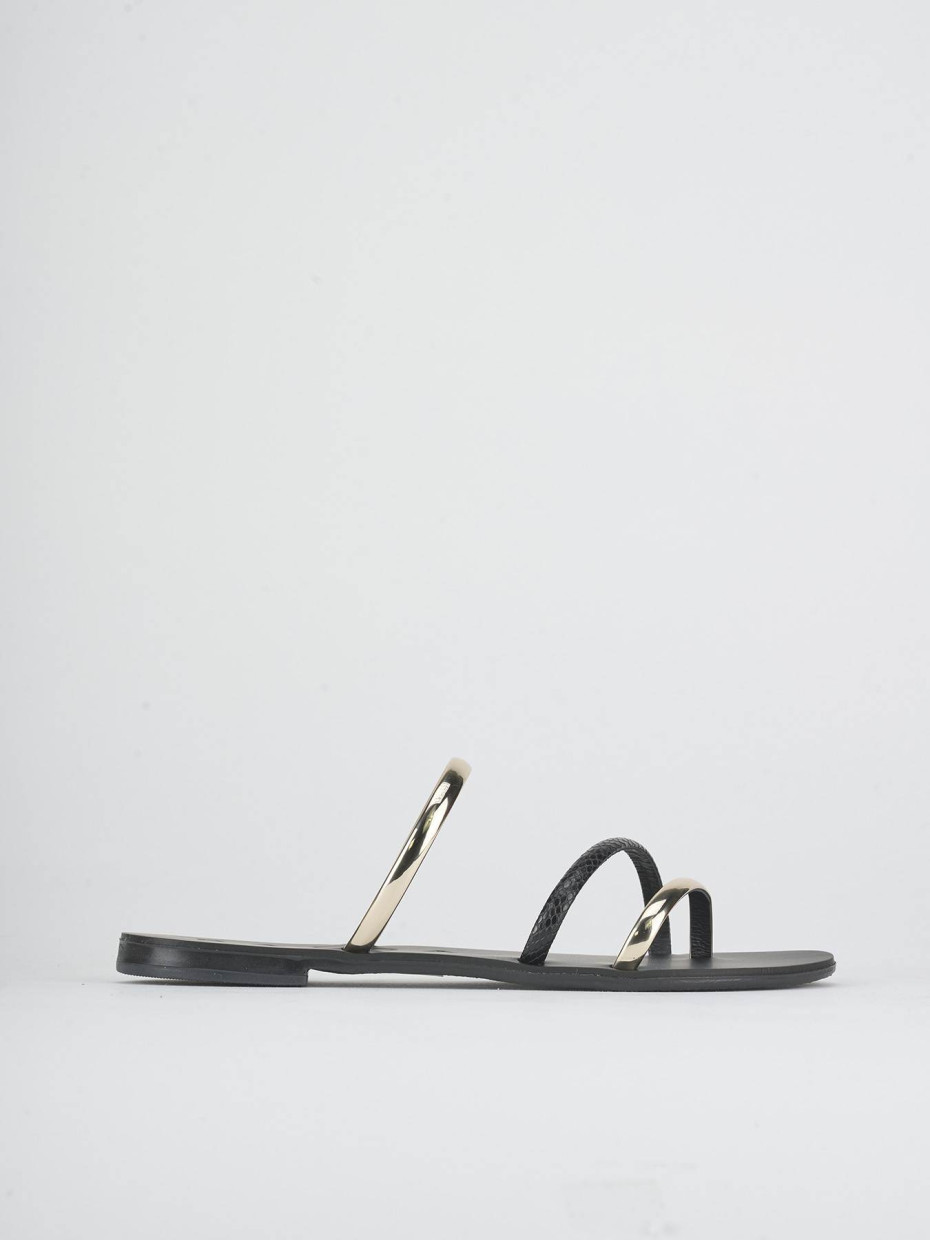 Mules tacón 1 cm negro cuero