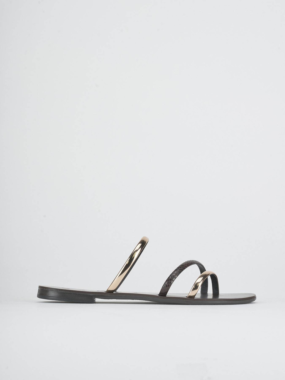 Slippers heel 1 cm dark brown leather