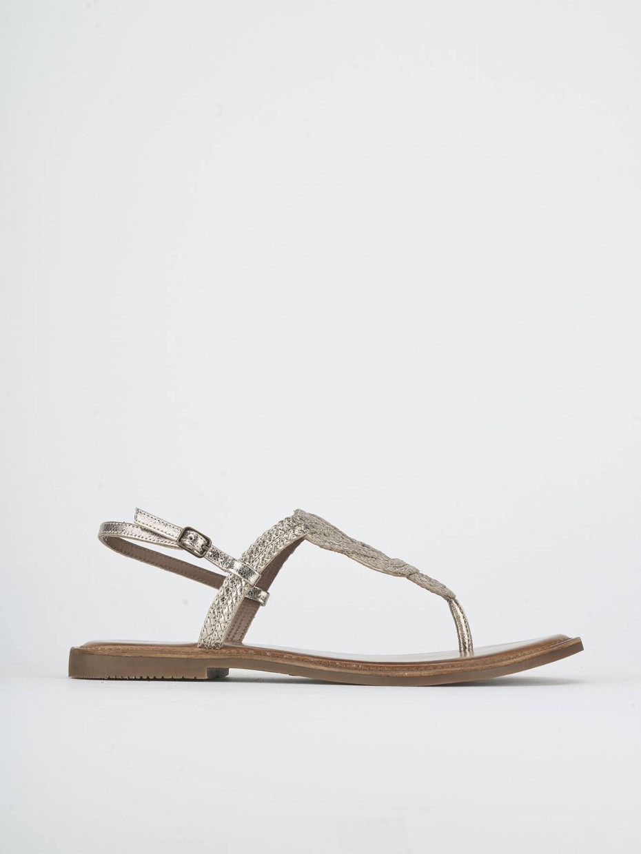 Sandalias de tacón bajo tacón 1 cm oro laminado