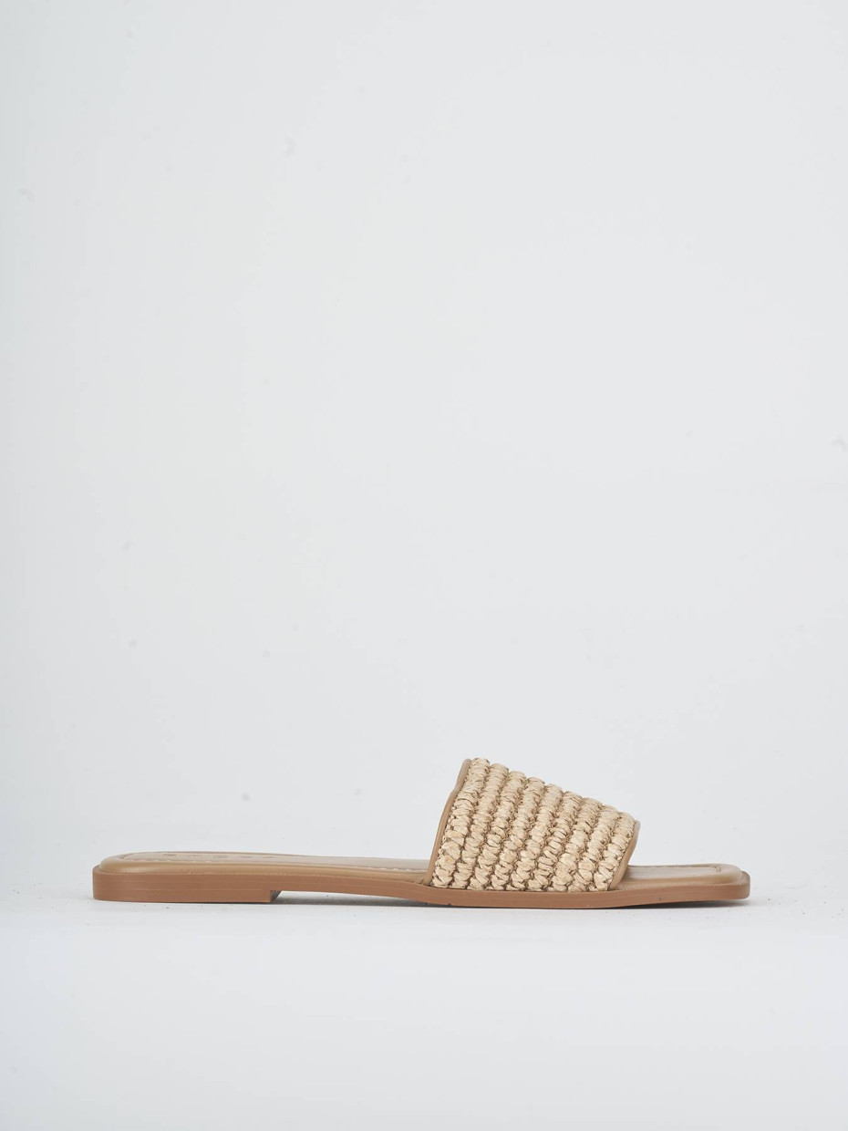 Mules tacón 1 cm beis cuero