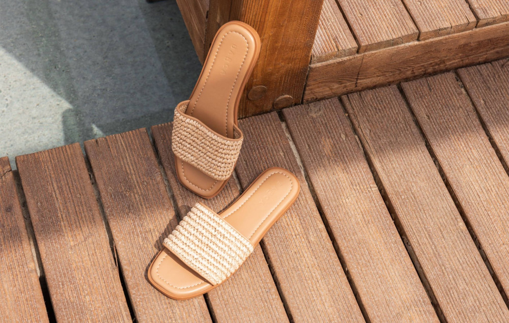 Mules tacón 1 cm beis cuero