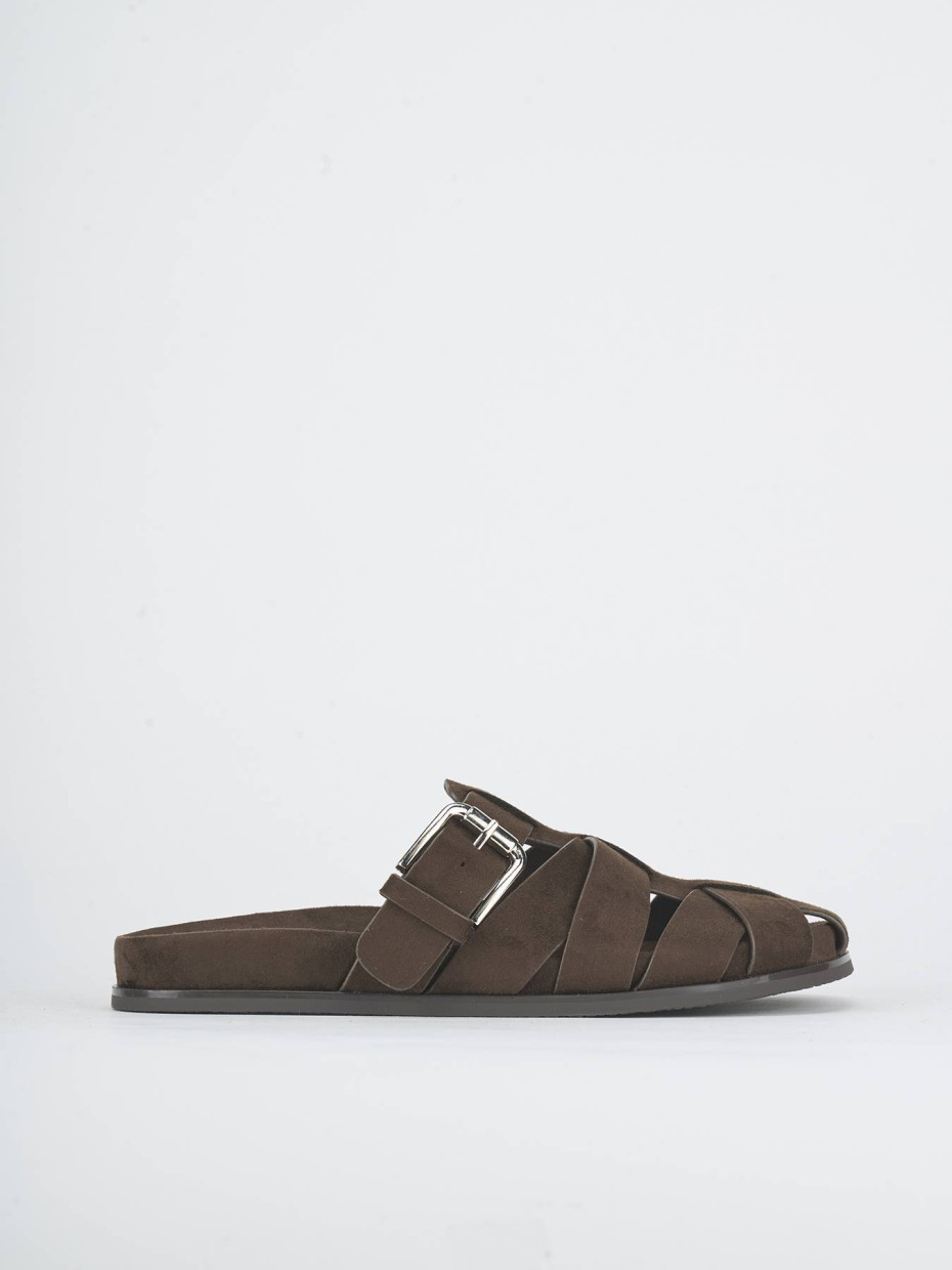 Sabot heel 1 cm dark brown suede