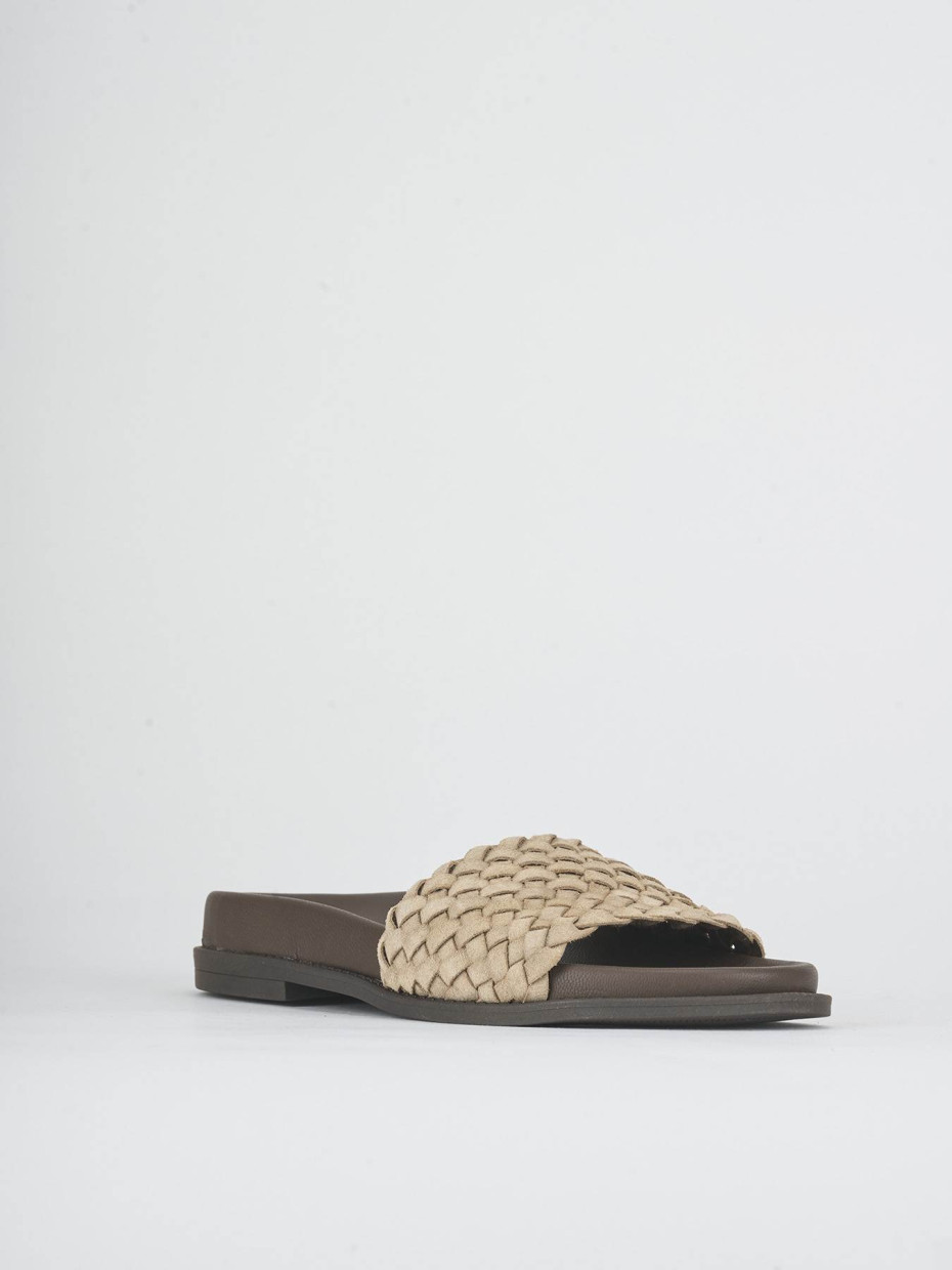 Mules tacón 1 cm beis ante